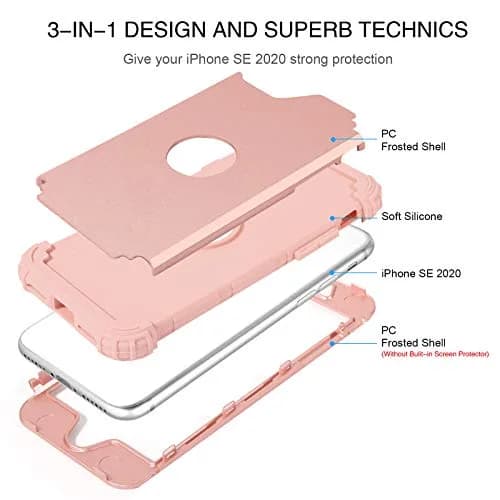 BENTOBEN Heavy Duty Cellular Phone Case for iPhone SE 2020 & 2022 | Shockproof 3-in-1 Rugged Drop Protection thumbnail 2