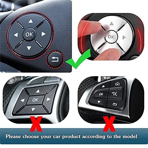 Asrnten Car Steering Wheel Button Trim Inner Decoration Silver | Compatible with Mercedes Benz Models thumbnail 5