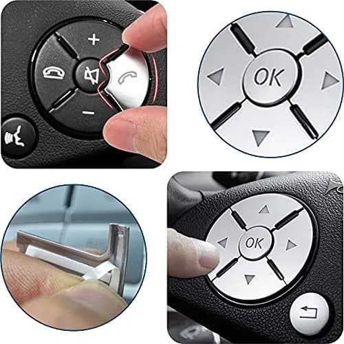 Asrnten Car Steering Wheel Button Trim Inner Decoration Silver | Compatible with Mercedes Benz Models thumbnail 6
