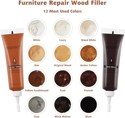 SEISSO Furniture Repair Kit, 12 Colors Wood Fillers with Markers Wax Sticks | Easy Scratch & Crack Fix thumbnail 2