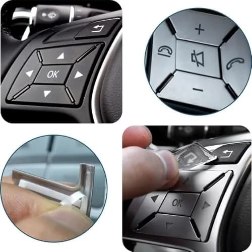 Asrnten Car Steering Wheel Button Trim Inner Decoration Silver Model D | Compatible with Mercedes Benz Models (70-120c) thumbnail 5