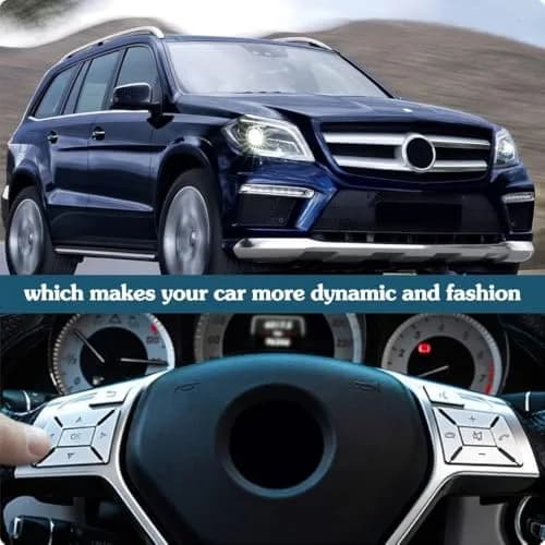 Asrnten Car Steering Wheel Button Trim Inner Decoration Silver Model D | Compatible with Mercedes Benz Models (70-120c) thumbnail 7