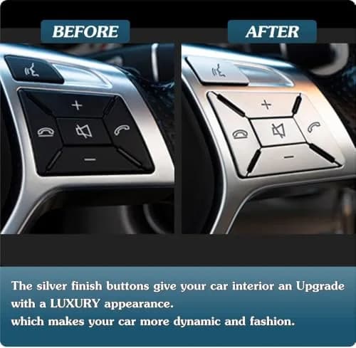 Asrnten Car Steering Wheel Button Trim Inner Decoration Silver Model D | Compatible with Mercedes Benz Models (70-120c) thumbnail 2