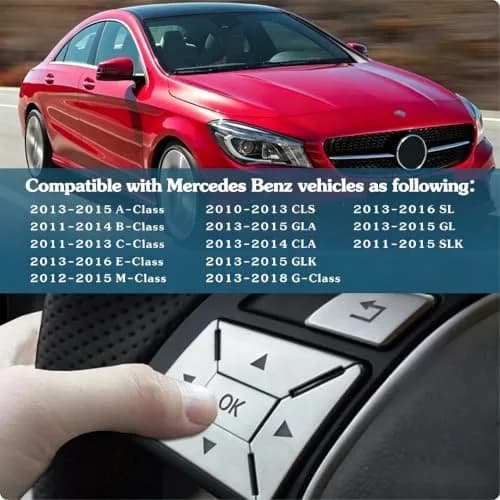 Asrnten Car Steering Wheel Button Trim Inner Decoration Silver Model D | Compatible with Mercedes Benz Models (70-120c) thumbnail 3