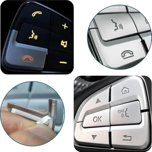 Asrnten Silver Steering Wheel Button Trim | Compatible with Mercedes Benz W205 X205 (70-120c) thumbnail 5