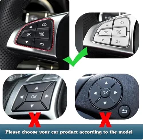 Asrnten Silver Steering Wheel Button Trim | Compatible with Mercedes Benz W205 X205 (70-120c) thumbnail 2