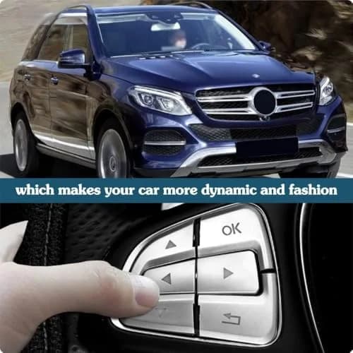 Asrnten Car Steering Wheel Button Trim Inner Decoration Silver | Compatible with Mercedes Benz GLA CLA GLS GLE CLS SL A B Class thumbnail 7