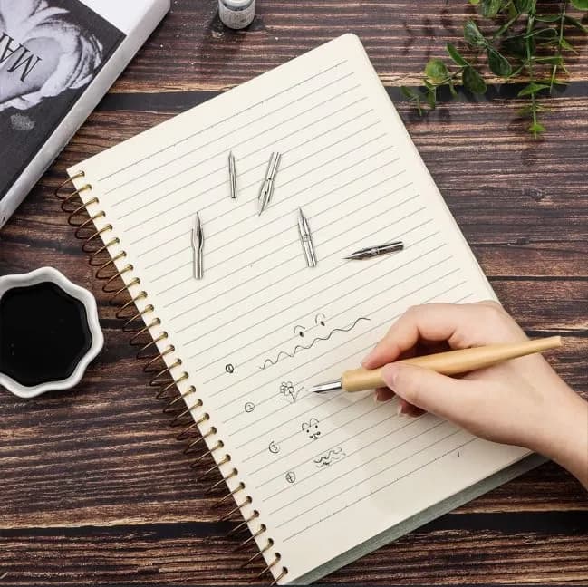 OIXXAF 11-Piece Comic Pen Nib Set with Wooden Holder | Drawing & Calligraphy Essentials thumbnail 6