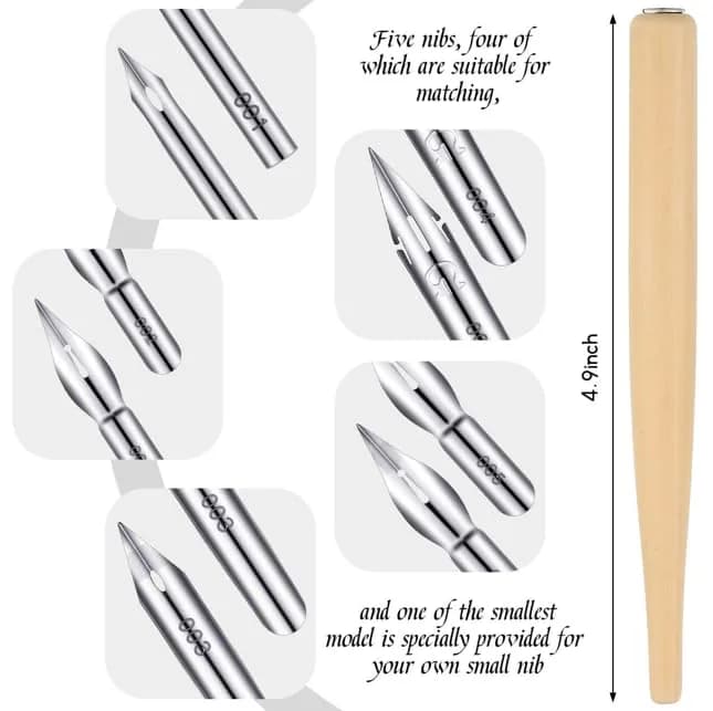 OIXXAF 11-Piece Comic Pen Nib Set with Wooden Holder | Drawing & Calligraphy Essentials thumbnail 3