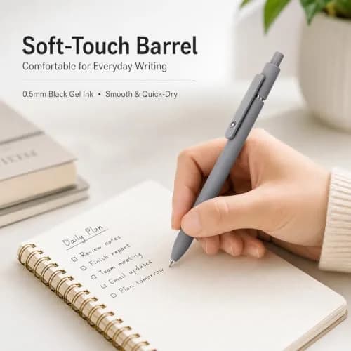 FIOVER Gel Pens 5pcs 0.5mm Quick Dry Black Ink Fine Point Pens | Smooth Writing for Students & Office thumbnail 5
