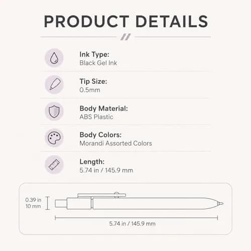 FIOVER Gel Pens 5pcs 0.5mm Quick Dry Black Ink Fine Point Pens | Smooth Writing for Students & Office thumbnail 8