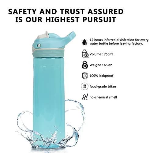 DEARART 750ml (25.4oz) Sky Blue Water Bottle | Leakproof AUTOSEAL Flip Top for School, Gym, Travel thumbnail 2