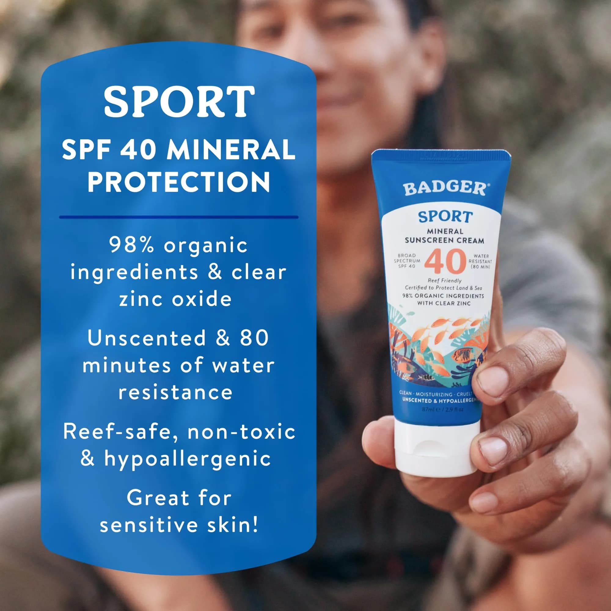 Badger Sport Mineral Sunscreen SPF 40, 2.9 oz | Non-Nano Zinc Oxide Protection for Sports & Adventures - view 2