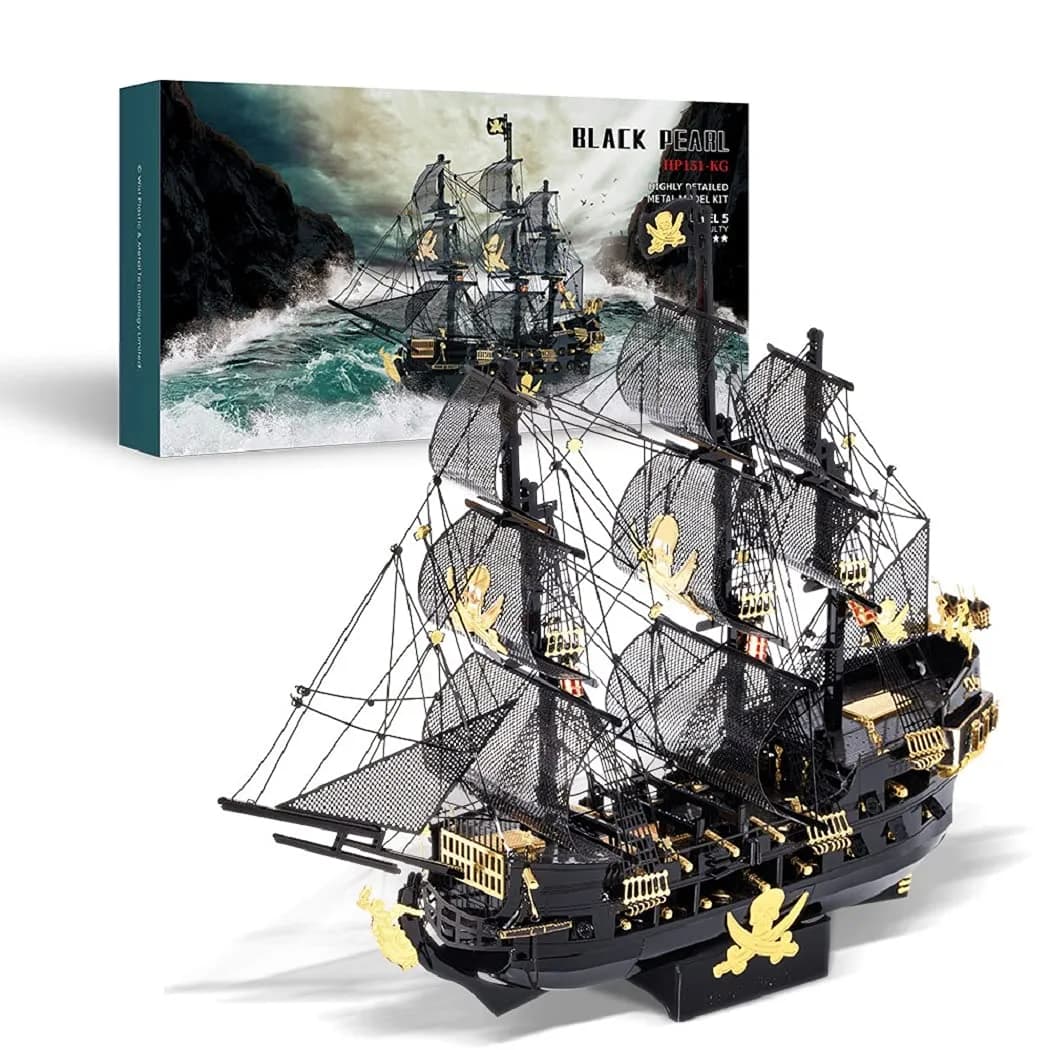 Piececool Black Pearl Pirate Ship 3D Metal Puzzle Model Kit 307 Pieces | Challenging DIY Craft for Adults & Teens