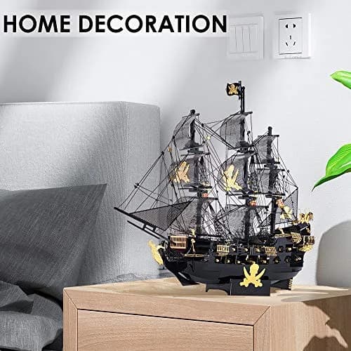 Piececool Black Pearl Pirate Ship 3D Metal Puzzle Model Kit 307 Pieces | Challenging DIY Craft for Adults & Teens thumbnail 5
