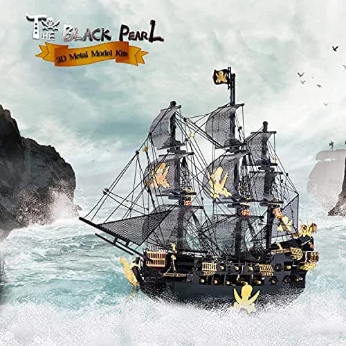 Piececool Black Pearl Pirate Ship 3D Metal Puzzle Model Kit 307 Pieces | Challenging DIY Craft for Adults & Teens thumbnail 7