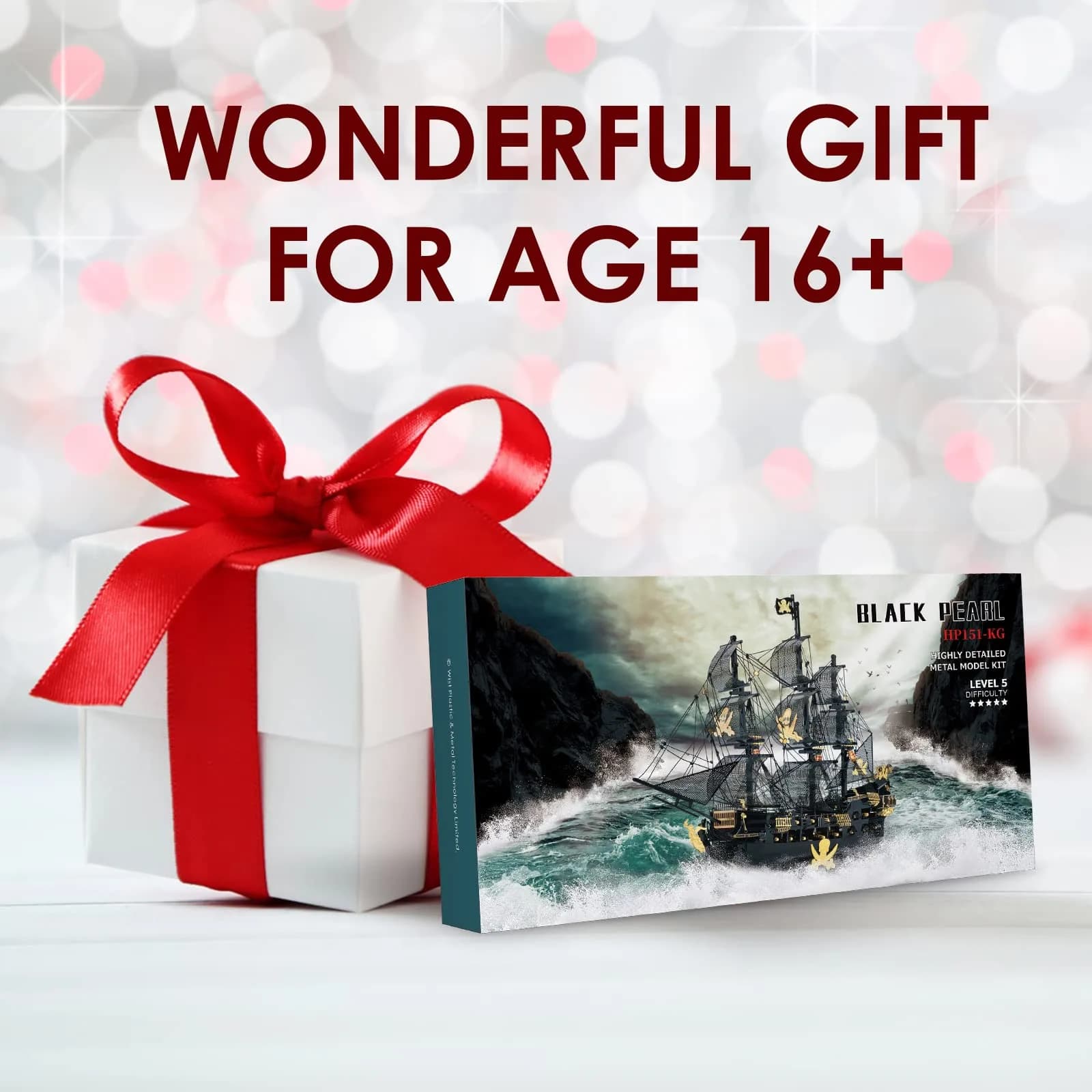 Piececool Black Pearl Pirate Ship 3D Metal Puzzle Model Kit 307 Pieces | Challenging DIY Craft for Adults & Teens - view 8