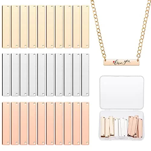 Yaomiao Metal Stamping Blanks 30 Pcs Brass Jewelry Blanks for Laser Engraving | DIY Sign & Pendant thumbnail 1