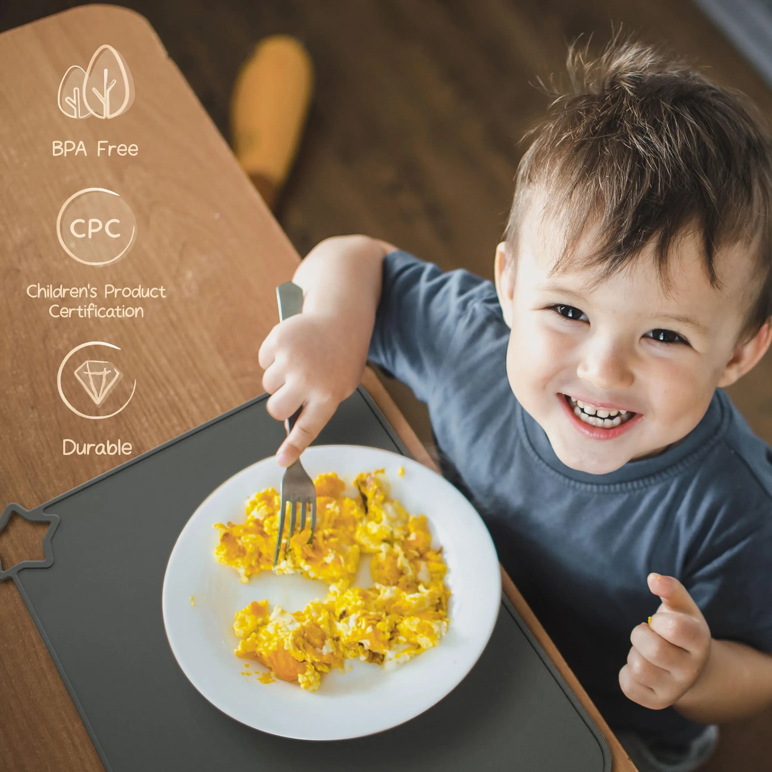 Moonkie Silicone Placemats for Baby & Kid, 2 Packs, 40cm x 30cm (15.7" x 11.7") | Stain-Proof, Non-Slip Toddler Food Mats - view 2