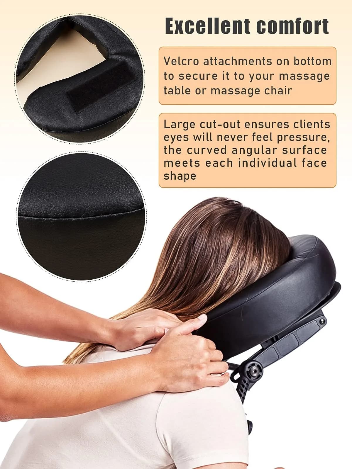 Kalolary Black Massage Face Cradle Cushion | Universal Crescent Headrest for Massage Tables - view 5
