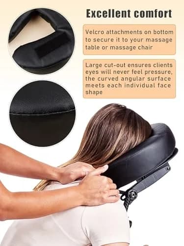 Kalolary Black Massage Face Cradle Cushion | Universal Crescent Headrest for Massage Tables thumbnail 5