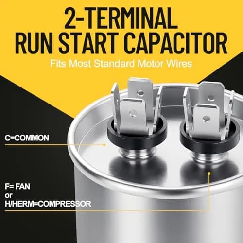 HVAC YELLOW HAT 35uF 35MFD Round Run Capacitor 5.68cm (2.25") x 10.11cm (3.93") | Universal 370V/440V AC Motor Start thumbnail 3