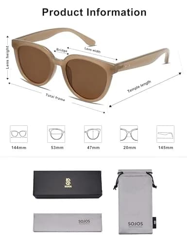 SOJOS Trendy Cat Eye Round Polarized Sunglasses for Women SJ2175 | 53mm (2.09in) Lens Width thumbnail 5