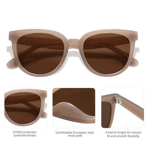 SOJOS Trendy Cat Eye Round Polarized Sunglasses for Women SJ2175 | 53mm (2.09in) Lens Width thumbnail 4