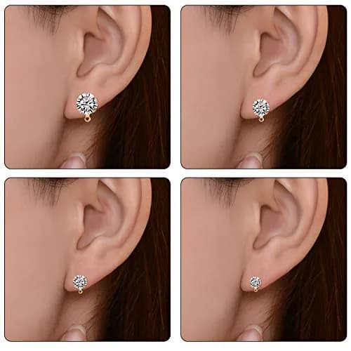 Aylifu Hypoallergenic Earring Posts Studs with Loops & Butterfly Backs, Gold & Silver, 4 Sizes (80pcs Total) thumbnail 5
