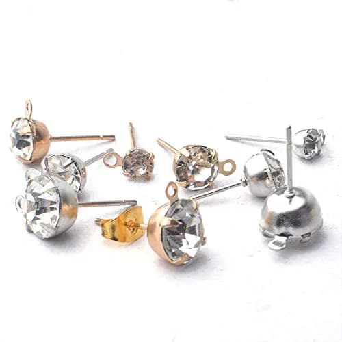 Aylifu Hypoallergenic Earring Posts Studs with Loops & Butterfly Backs, Gold & Silver, 4 Sizes (80pcs Total) thumbnail 6