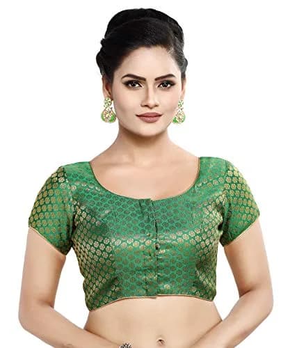 Madhu Fashion Banaras Brocade Saree Blouse 44 (36-44 Inch Chest) | Readymade Stitched Choli for Indian Occasions thumbnail 1