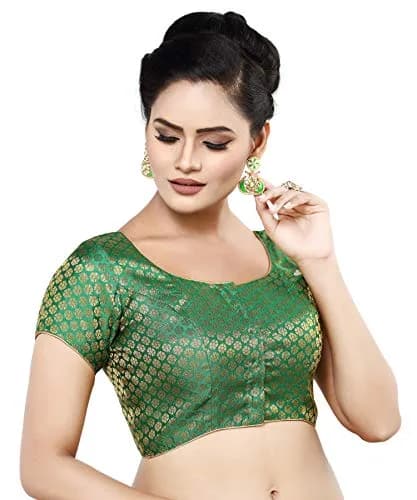 Madhu Fashion Banaras Brocade Saree Blouse 44 (36-44 Inch Chest) | Readymade Stitched Choli for Indian Occasions thumbnail 3