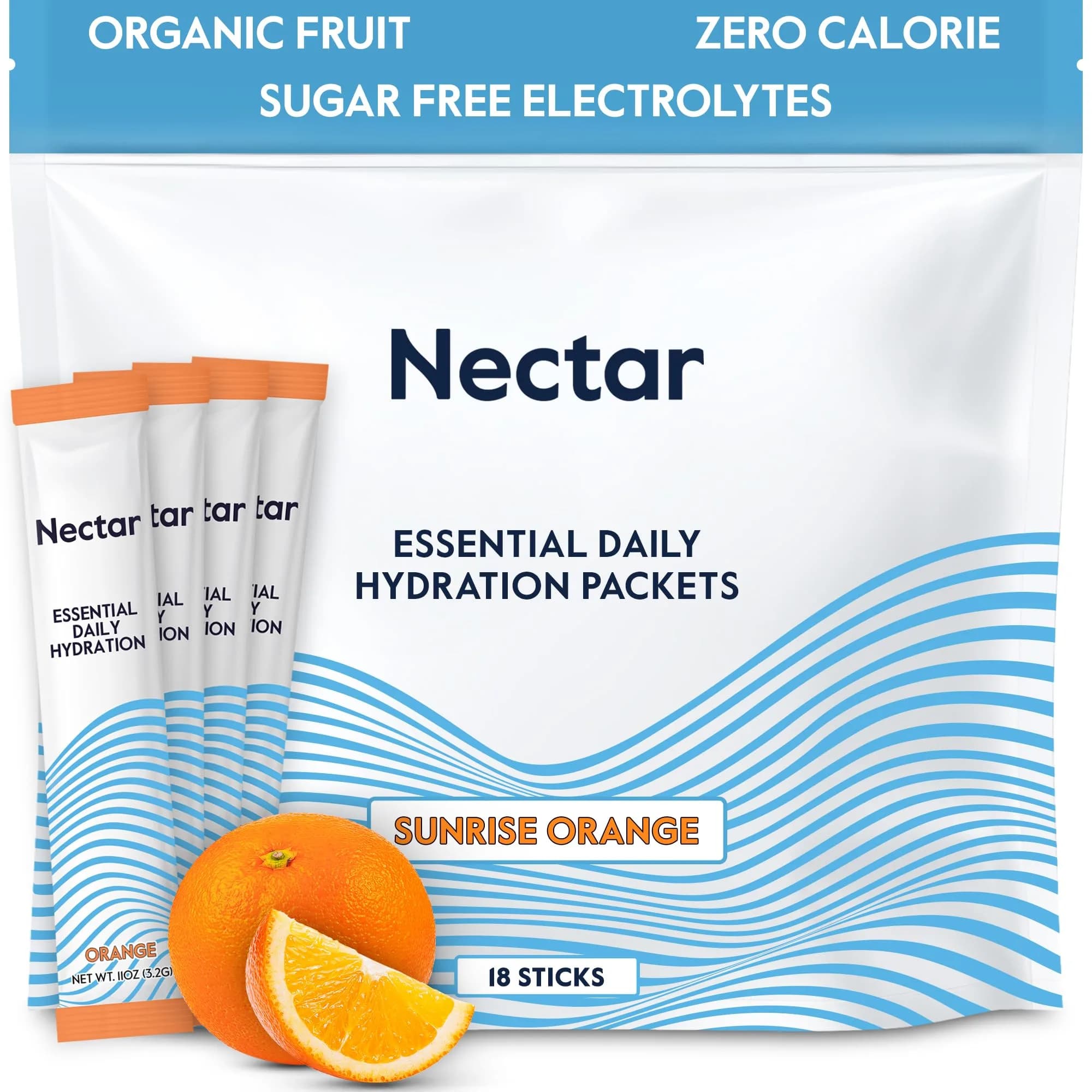 Nectar Hydration Packets Orange Electrolyte Powder | Zero Sugar, Zero Calorie, Rapid Hydration - main product image