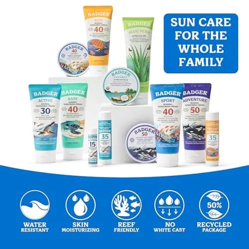 Badger Sport Mineral Sunscreen SPF 40, 5.8 fl oz (163 g) | Reef Safe, 98% Organic, Water Resistant thumbnail 6