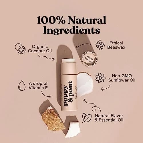 Poppy & Pout Island Coconut Jumbo Lip Balm | Hydrates with Beeswax, Vitamin E, Organic Coconut Oil | Cruelty-Free thumbnail 2