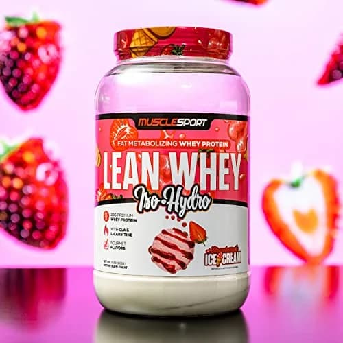 Musclesport Lean Whey Revolution™ Protein Powder - Whey Protein Isolate - 25g Protein per Scoop (2LB, Strawberry) thumbnail 5