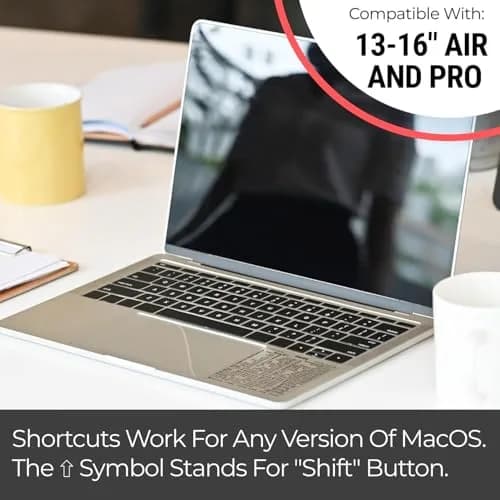 Synerlogic Mac OS Shortcuts Sticker for MacBook Air/Pro | Laminated Vinyl Keyboard Cheatsheet | macOS Commands (Clear/Black) thumbnail 5
