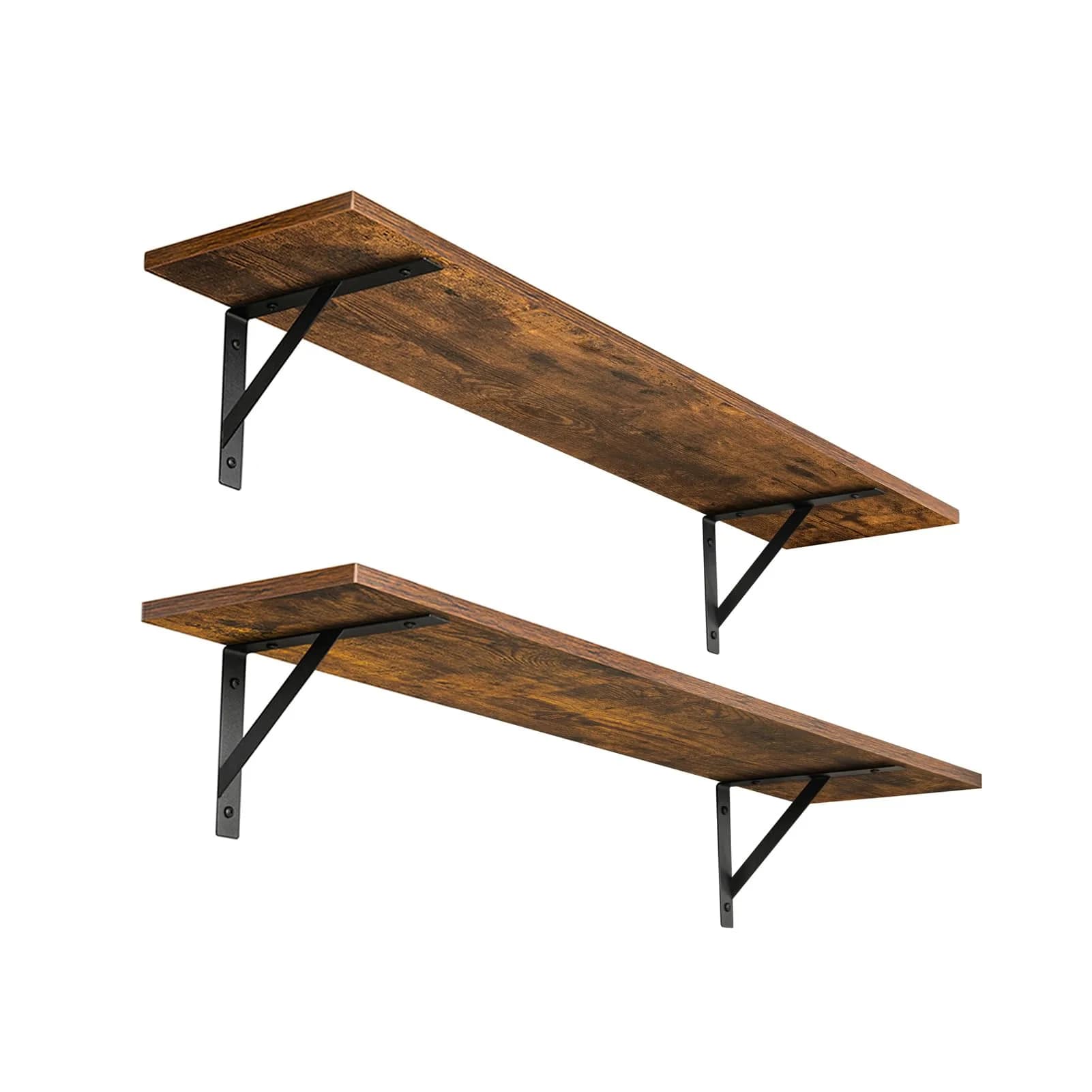 DINZI LVJ Long Wall Shelves 31.5" Rustic Brown | Space-Saving Wall Storage