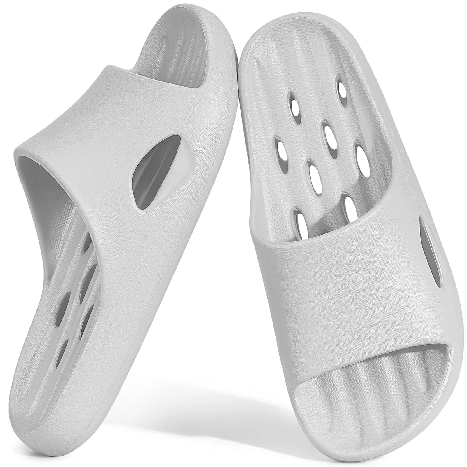 Aoowoll Shower Shoes for Men & Women, Non Slip Quick-Dry Slides, Grey EU42 | Waterproof, Anti-Slip, Lightweight