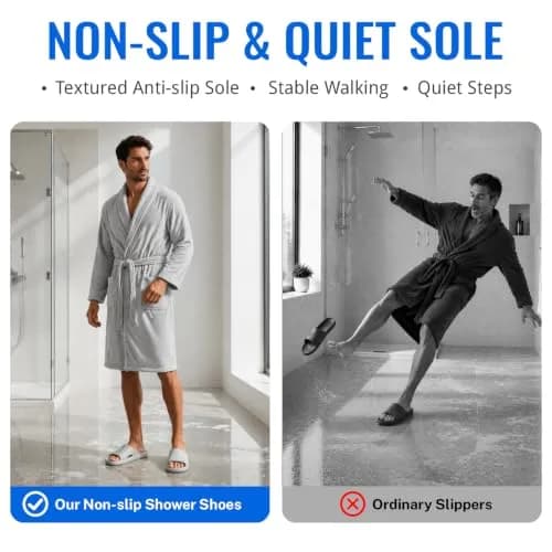 Aoowoll Shower Shoes for Men & Women, Non Slip Quick-Dry Slides, Grey EU42 | Waterproof, Anti-Slip, Lightweight thumbnail 5