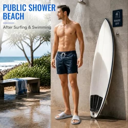 Aoowoll Shower Shoes for Men & Women, Non Slip Quick-Dry Slides, Grey EU42 | Waterproof, Anti-Slip, Lightweight thumbnail 8