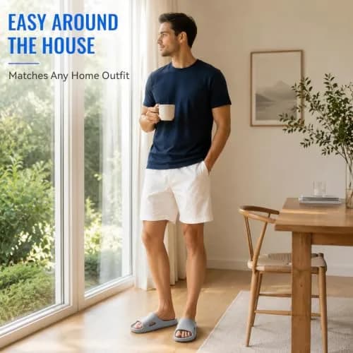 Aoowoll Shower Shoes for Men & Women, Non Slip Quick-Dry Slides, Grey EU42 | Waterproof, Anti-Slip, Lightweight thumbnail 9
