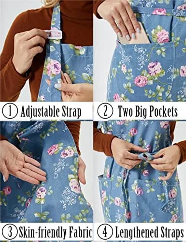 APRONNER 3 PCS Cooking Aprons for Women with Pockets | Vintage Cotton Linen Adjustable Fit thumbnail 5