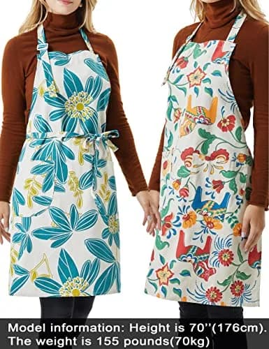 APRONNER 3 PCS Cooking Aprons for Women with Pockets | Vintage Cotton Linen Adjustable Fit thumbnail 6