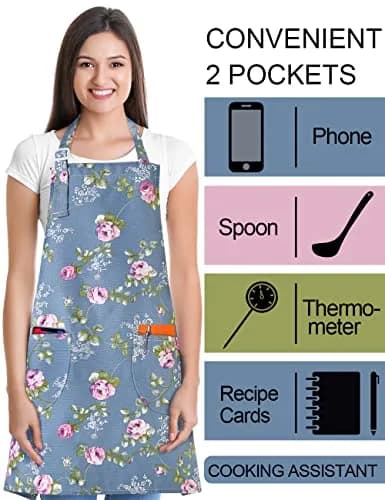 APRONNER 3 PCS Cooking Aprons for Women with Pockets | Vintage Cotton Linen Adjustable Fit thumbnail 2