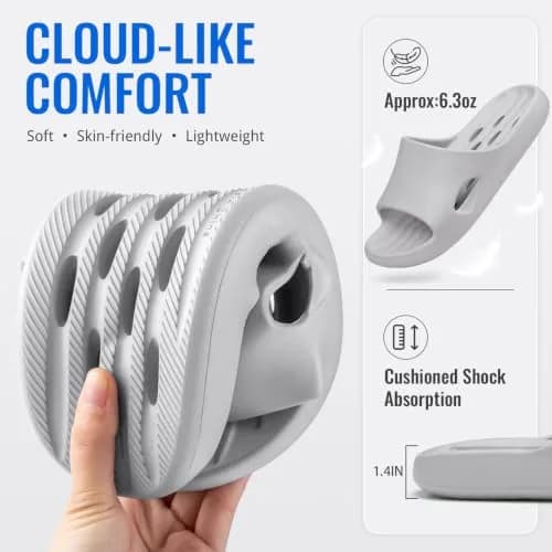 Aoowoll Shower Shoes for Men & Women, Non Slip Quick-Dry Slides, Grey EU44 | Water-Resistant, Lightweight Comfort thumbnail 6