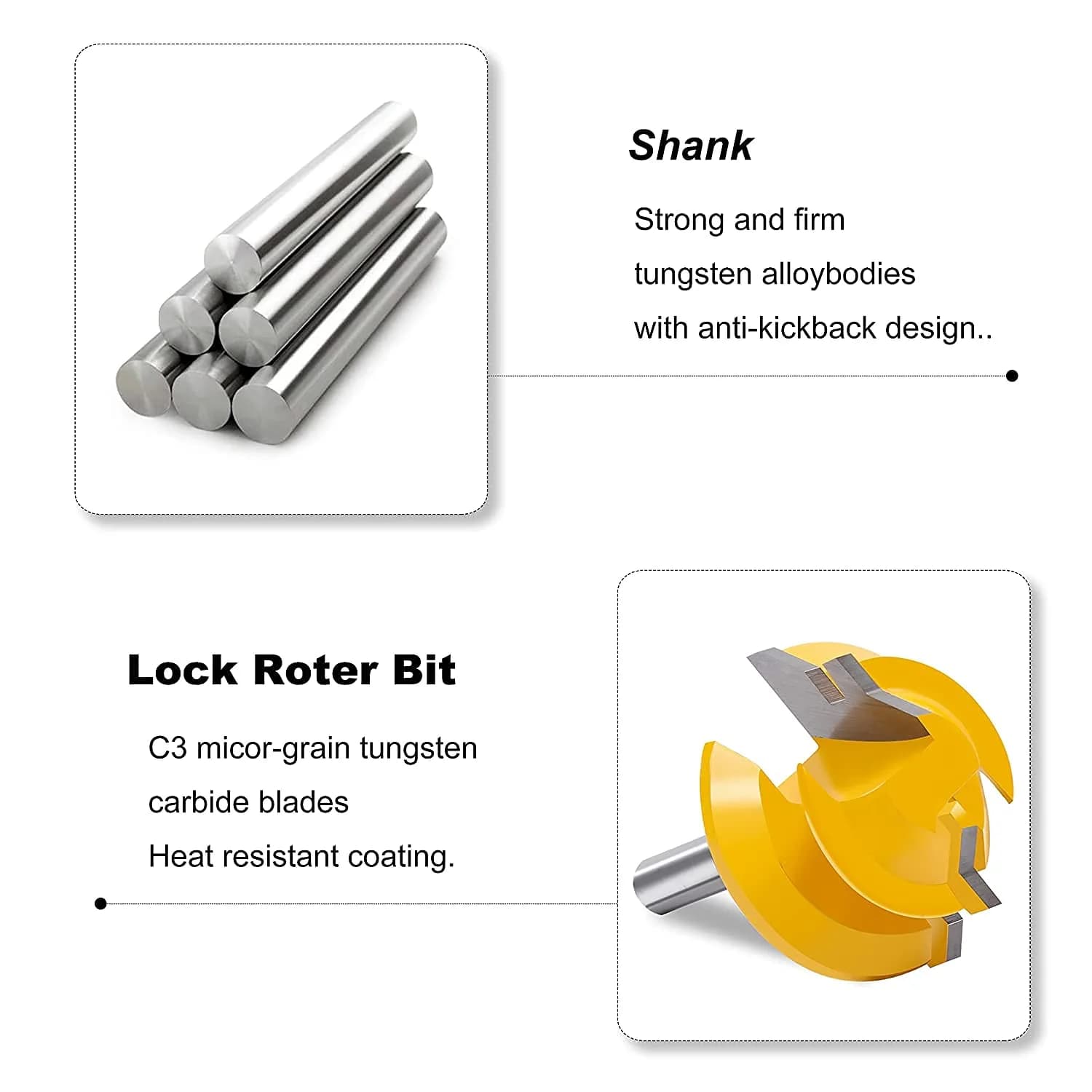 Newdeli 45 Degree Lock Miter Router Bit 1/4 Shank (6.35mm) x 1/2 Stock (12.7mm) | Professional Woodworking Joinery Tool - view 4
