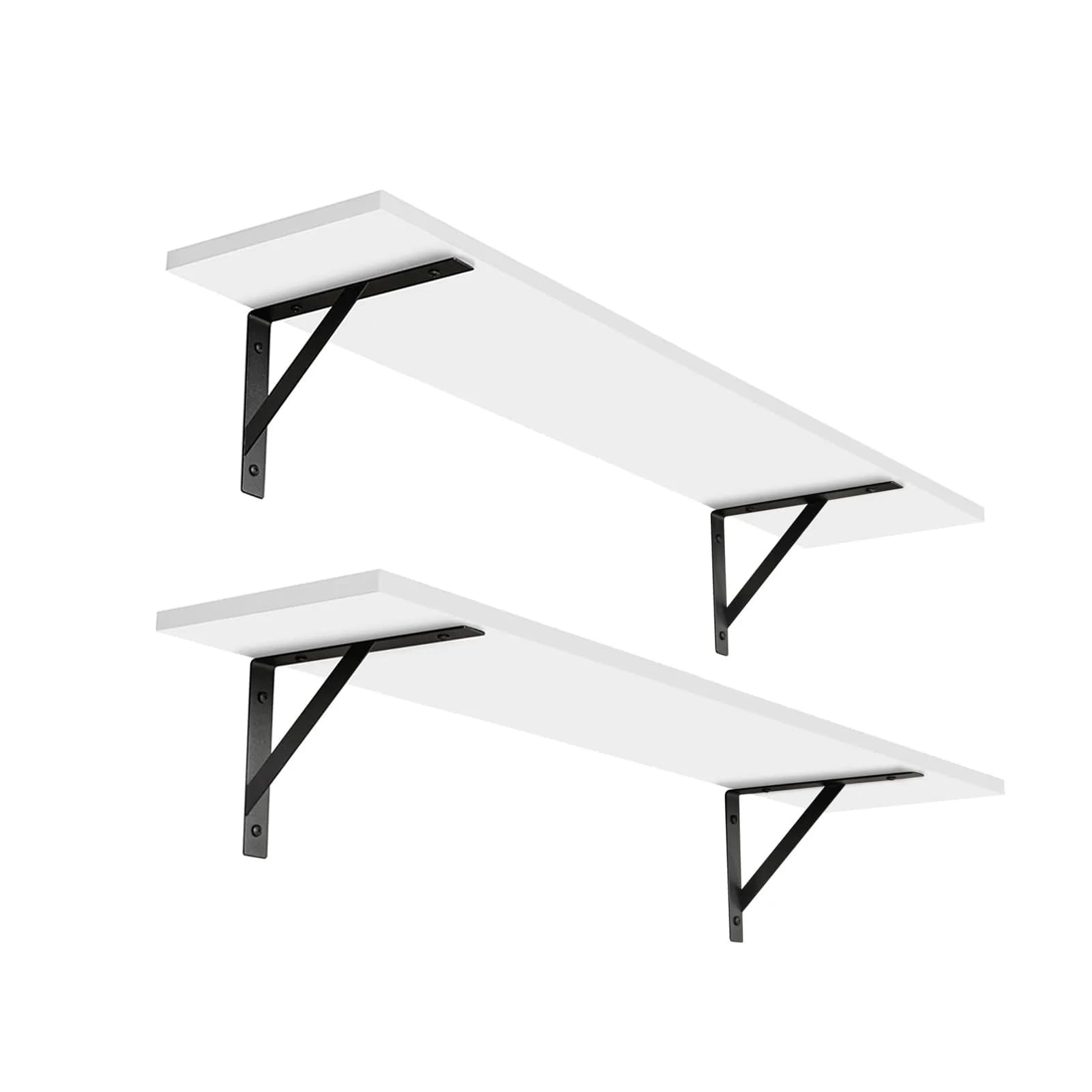 DINZI LVJ Long Wall Shelves 31.5" Rustic Brown | Space-Saving Wall Storage — White / 2 / 31.5 Inch