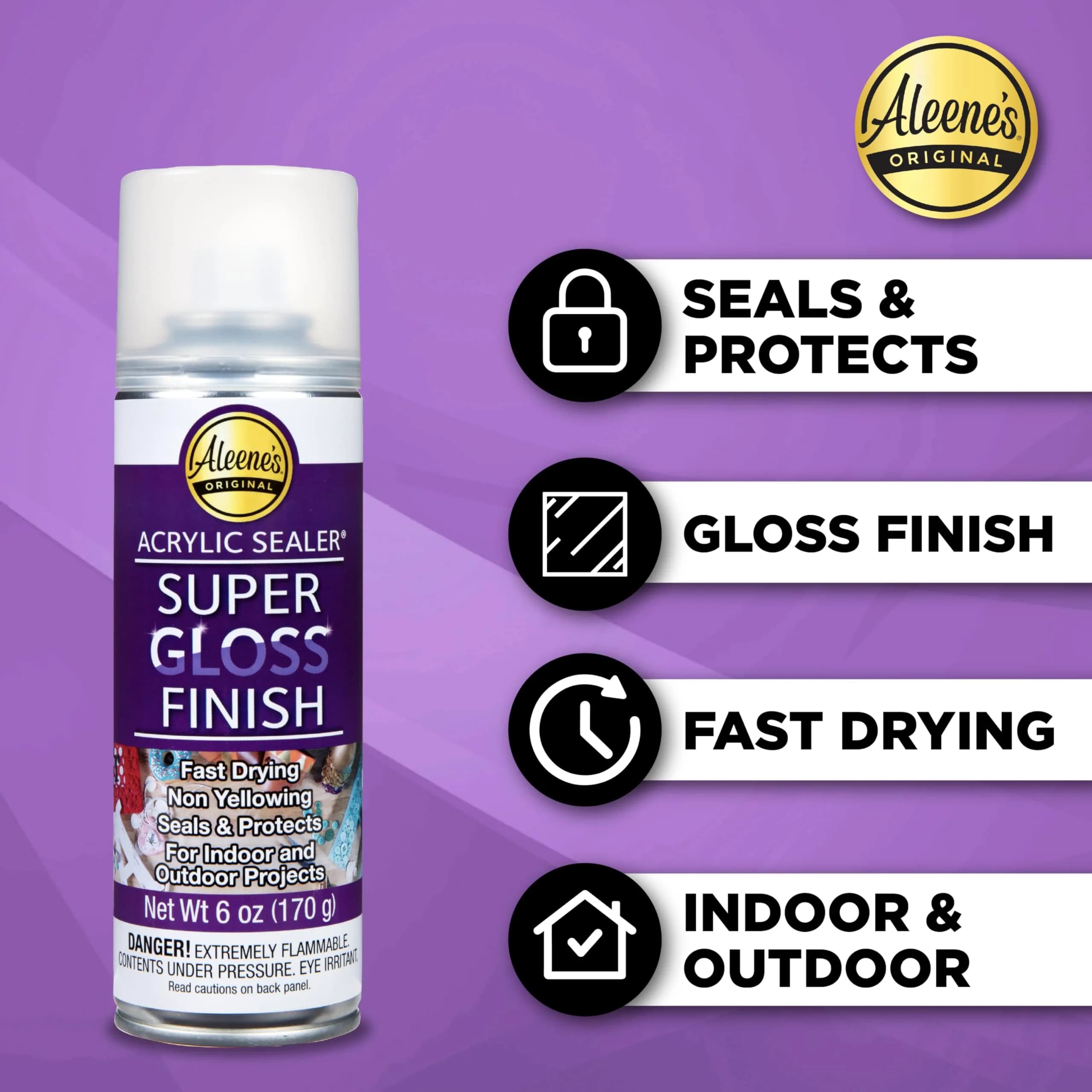 Aleene's Clear 6 oz Spray Acrylic Sealer | Super Gloss Finish for Crafts & Art Projects - view 2