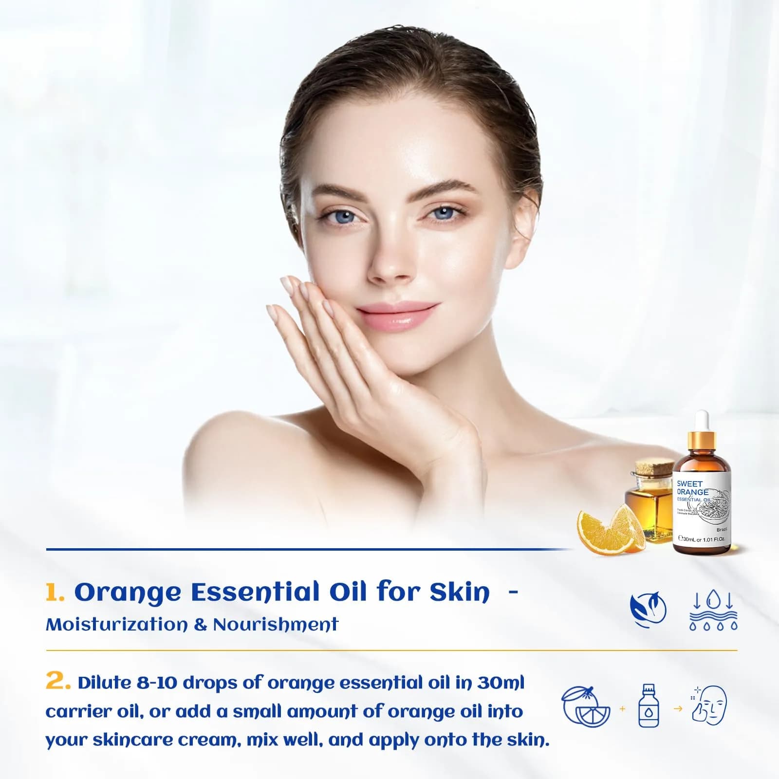 HIQILI Sweet Orange Essential Oil 30mL (1 fl oz) | Pure & Natural Aromatherapy Grade - view 3